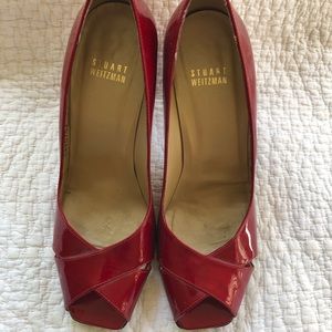 Red patent leather heels